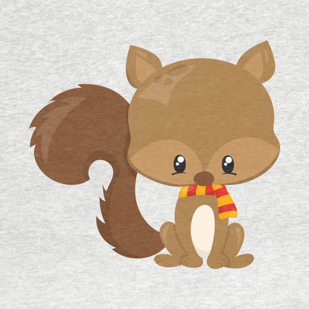 Cute Squirrel, Baby Squirrel, Squirrel With Scarf by Jelena Dunčević